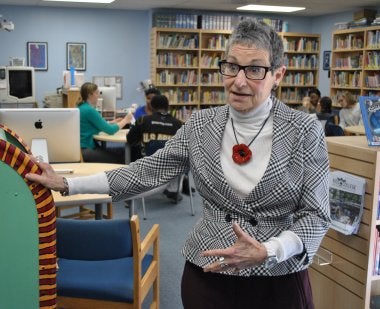 Dr. Jacobs in The Harbour School library